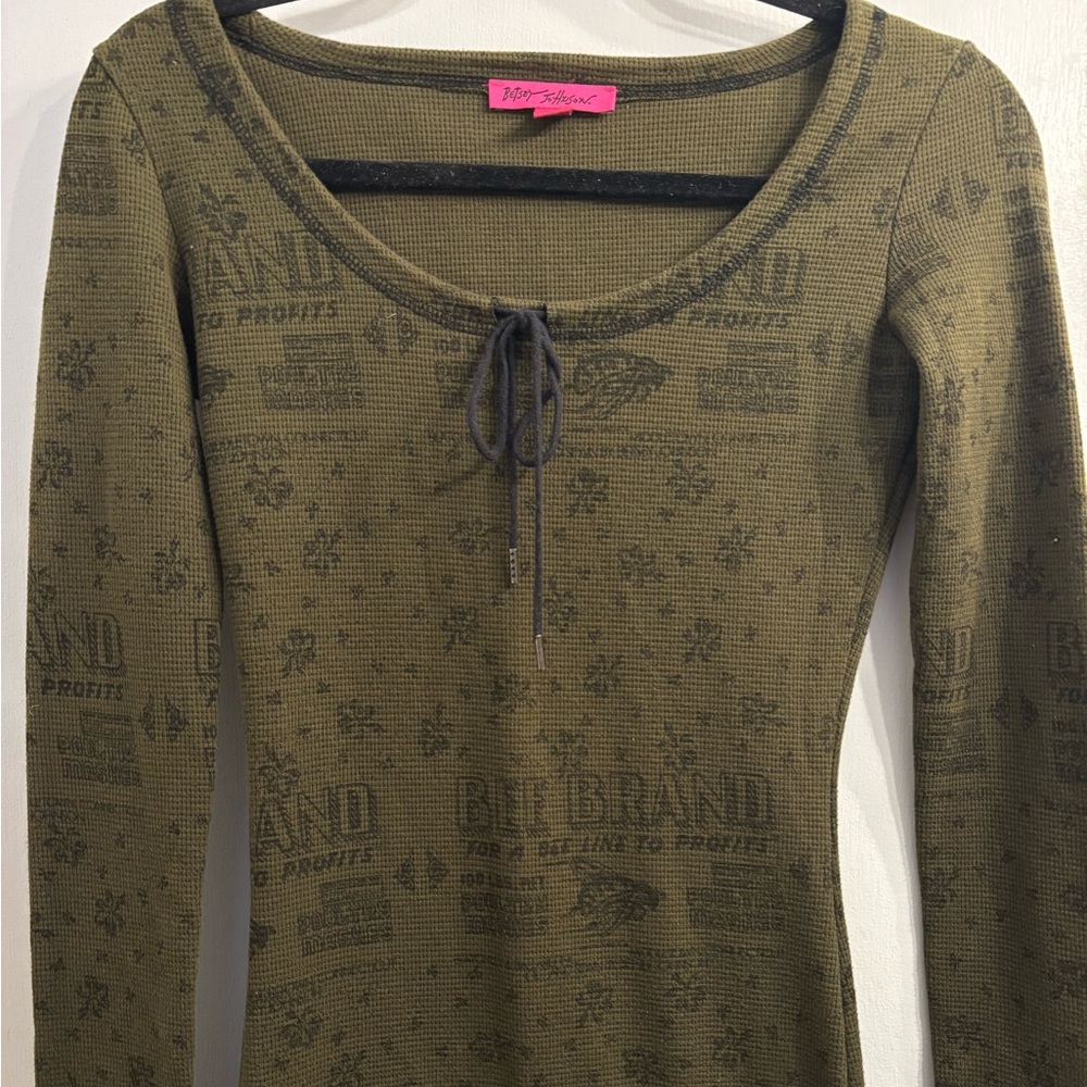 Rare Betsey Johnson Retro Y2K Runway collection JPG lookalike print maxi dress